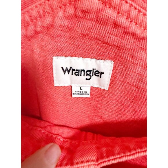 Wrangler Womens Casey Jones Flare Denim Bib Overall Raw Hem Poppy Red Large - Picture 8 of 8